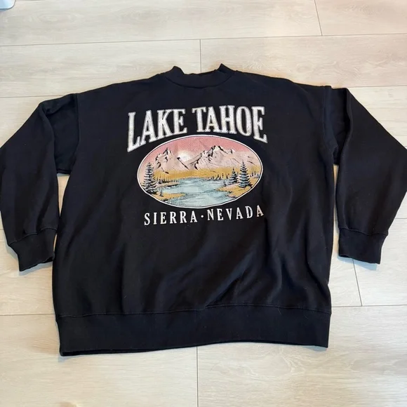 Ardene Lake Tahoe Crewneck Oversized Sweatshirt 80s Retro Vibe - Picture 1 of 6